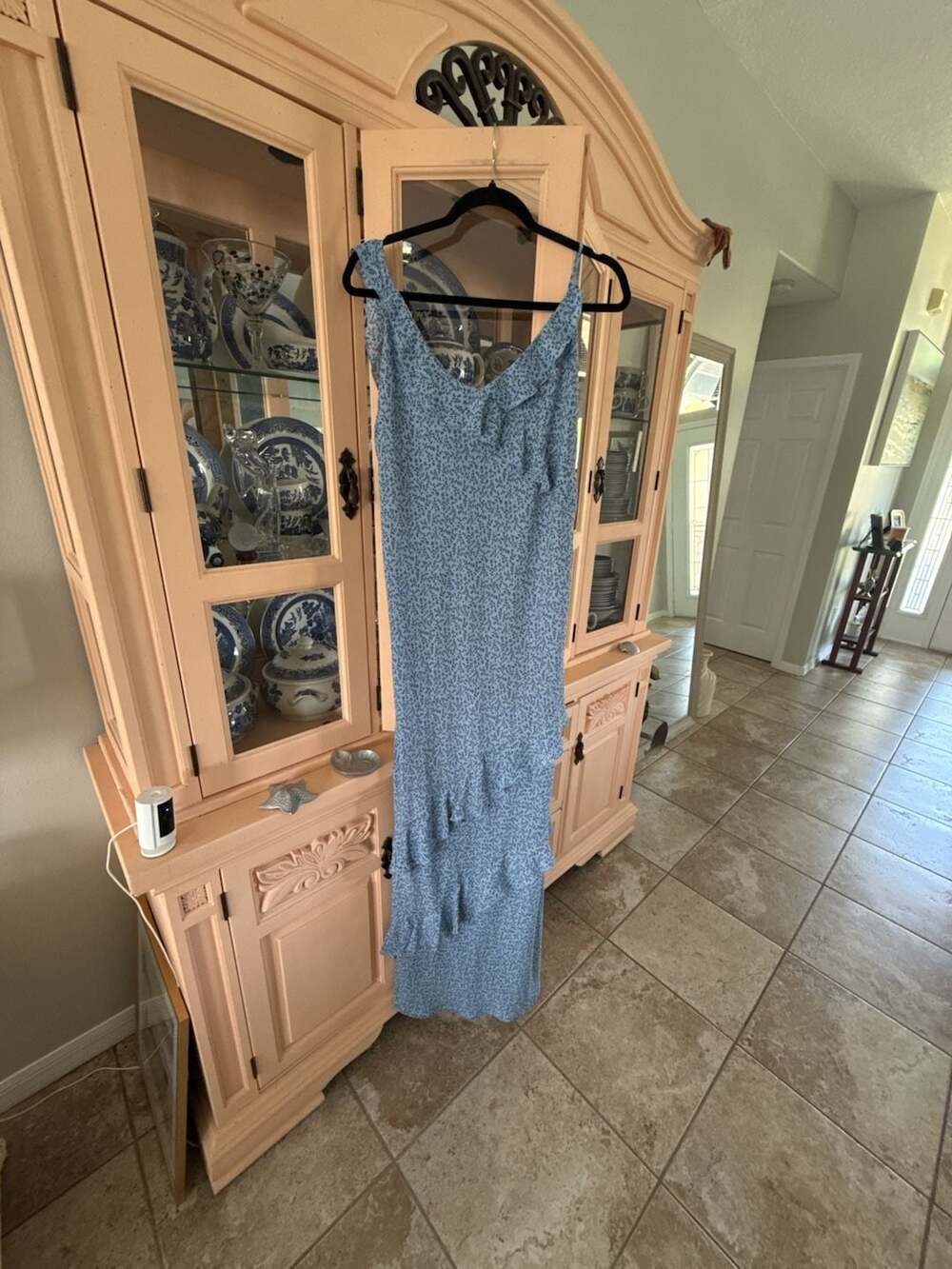 Park & Fifth Light Blue Floral Ruffled Maxi Dress